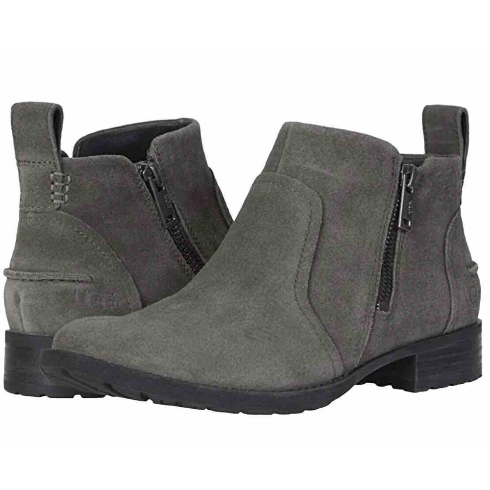UGG Aureo Suede Side Zip Ankle Boots Olive Green Sz US 7.5/UK 5.5/UE 38.5